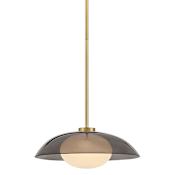 Lark Jace 14" Wide LED Pendant with Smoked Glass Shade Lacquered Brass
