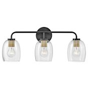 Lark Percy 3 Light 24" Wide Bathroom Vanity Light with Clear Glass Shades Black