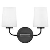 Lark Kline 2 Light 14" Wide Bathroom Vanity Light with Etched Opal Glass Black