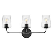 Lark Kline 3 Light 24" Wide Vanity Light with Clear Glass Shades Black