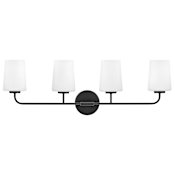 Lark Kline 4 Light 33" Wide Bathroom Vanity Light with Etched Opal Glass Black