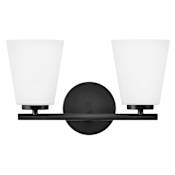 Lark Bri 2 Light 15" Wide Vanity Light with Etched Opal Glass Black