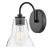 Lark Vera 10" Tall Bathroom Sconce with Clear Glass Shade Black