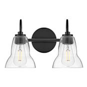 Lark Vera 2 Light 15" Wide Vanity Light with Clear Glass Shades Black