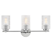 Lark Mabel 3 Light 25" Wide Vanity Light with Clear Hobnail Glass Chrome
