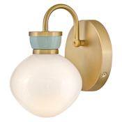 Lark Lucy 10" Tall LED Bathroom Sconce Lacquered Brass / Seafoam