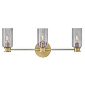 Lark Naomi 3 Light 24" Wide Vanity Light with Smoked Glass Lacquered Brass / Smoked