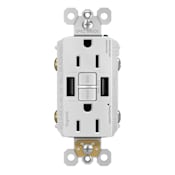 Legrand Radiant 15 Ampere Tamper Resistant Self-Test GFCI Electrical Outlet with USB Type A/A White