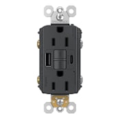 Legrand Radiant 15 Ampere Tamper Resistant Self-Test GFCI Electrical Outlet with USB Type A/C Graphite