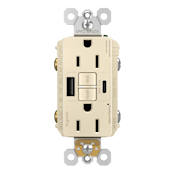 Legrand Radiant 15 Ampere Tamper Resistant Self-Test GFCI Electrical Outlet with USB Type A/C Light Almond
