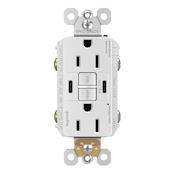 Legrand Radiant 15 Ampere Tamper Resistant Self-Test GFCI Electrical Outlet with USB Type C/C White