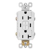 Legrand Radiant 20 Ampere Tamper Resistant Self-Test GFCI Electrical Outlet with USB Type C/C White
