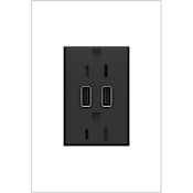 Legrand adorne 15 Ampere Tamper Resistant Electrical Outlet with USB-A Ports Graphite