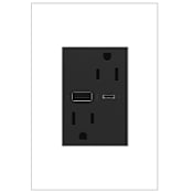 Legrand adorne 15 Ampere Tamper Resistant Electrical Outlet with ultra-Fast USB-A and USB-C Ports Graphite