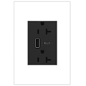 Legrand adorne 20 Ampere Tamper Resistant Electrical Outlet with ultra-Fast USB-A and USB-C Ports Graphite
