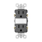 Legrand Radiant 15 Ampere Tamper Resistant Decorator Electrical Outlet with Night Light Black