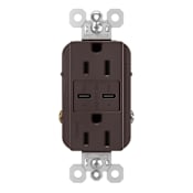 Legrand radiant 15 Ampere Tamper Resistant Electrical Outlet with Power Delivery USB-C Charging Ports Dark Bronze