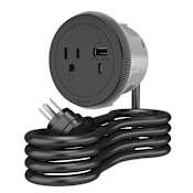 Legrand Wiremold 15 Ampere 1 Outlet Tamper Resistant Round Furniture Power with USB-A and USB-C Ports - 6' Cord Black
