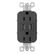 Legrand radiant 15 Ampere Tamper-Resistant Electrical Outlet with 3.1A USB-A Ports Black