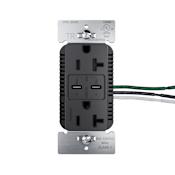 Legrand radiant 20 Ampere Electrical Outlet with USB-C Black