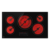 LG 36 Inch Wide 5 Burner Electric Cooktop with UltraHeat™ and LG ThinQ App Capability Black Glass