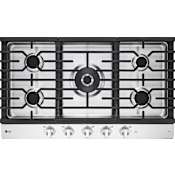LG 36 Inch Wide 5 Burner Gas Cooktop with 22K UltraHeat Dual Burner and EasyClean Cooktop Stainless Steel