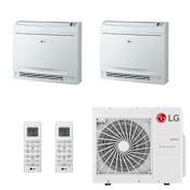 LG 18K BTU Cooling / 22K BTU Heating 20 SEER2 Two Zone Floor Console Mini Split System with (2) 9K BTU Indoor Units White