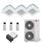 LG 42K BTU Cooling / 48K BTU Heating 21.5 SEER2 Three Zone Ceiling Cassette Mini Split System with (3) 12K BTU Indoor Units White