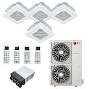 LG 56K BTU Cooling / 64K BTU Heating 20.5 SEER2 Four Zone Ceiling Cassette Mini Split System with (1) 12K and (3) 18K BTU Indoor Units White