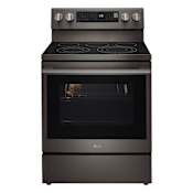 LG 30 Inch Wide 6.3 Cu. Ft. Free Standing Fingerprint Resistant Electric Range with InstaView Window Black Stainless Steel