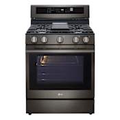 LG 30 Inch Wide 6.3 Cu. Ft. Free Standing Fingerprint Resistant Gas Range with UltraHeat Technology Black Stainless Steel