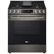 LG 30 Inch Wide 5.8 Cu. Ft. Slide In Gas Range with Air Fry, EasyClean and WiFi Technologies Black Stainless Steel