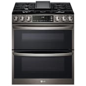 LG 30 Inch Wide 6.9 Cu. Ft. Slide In Fingerprint Resistant Gas Range with Air Sous-Vide and InstaView Black Stainless Steel