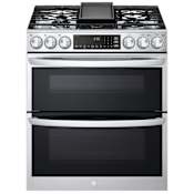 LG 30 Inch Wide 6.9 Cu. Ft. Slide In Fingerprint Resistant Gas Range with Air Sous-Vide and InstaView PrintProof Stainless Steel