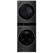 LG 27 Inch Wide Energy Star Certified Laundry Center with 5 Cu. Ft. Washer and 7.4 Cu. Ft. Electric Dryer with AI DD 2.0 and TurboWash 360° Black Steel
