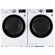 LG 24 Inch Wide 2.4 Cu. Ft. Front Load Washer and 4.2 Cu. Ft. Front Load Electric Ventless Dryer Laundry Pair with AI DD Fabric Sensor White