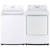 LG 27 Inch Wide 4.3 Cu. Ft. Top Load Washer and 27 Inch Wide 7.3 Cu. Ft. Electric Dryer Laundry Pair White
