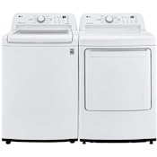 LG 27 Inch Wide 4.3 Cu. Ft. Top Load Washer and 7.3 Cu. Ft. Front Load Electric Dryer Laundry Pair with ColdWash White