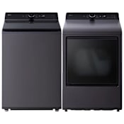 LG 27 Inch Wide 5.5 Cu. Ft. Top Load Washer and 27 Inch Wide 7.3 Cu. Ft. Electric Dryer Laundry Pair with Sensor Dry Matte Black