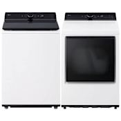 LG 27 Inch Wide 5.5 Cu. Ft. Top Load Washer and 27 Inch Wide 7.3 Cu. Ft. Electric Dryer Laundry Pair with Smart Pairing and Sensor Dry White