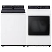 LG 27 Inch Wide 5.3 Cu. Ft. Top Load Washer and 27 Inch Wide 7.3 Cu. Ft. Electric Dryer Laundry Pair with SlamProof Glass Lid White