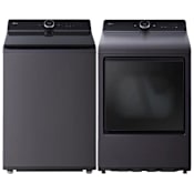 LG 27 Inch Wide 5.5 Cu. Ft. Top Load Washer and 27 Inch Wide 7.3 Cu. Ft. Electric Dryer Laundry Pair Matte Black