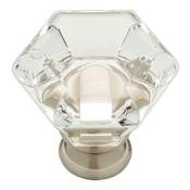 Liberty Hardware Faceted 1-3/4 Inch Geometric Cabinet Knob Satin Nickel and Clear