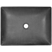 Linkasink 19-5/8" Rectangular Concrete Vessel Bathroom Sink Black