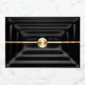 Linkasink 23" Rectangular Glass Undermount Bathroom Sink with Metal Leaf Accent Black Glass with Gold