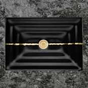 Linkasink 20" Rectangular Glass Undermount Bathroom Sink with Metal Leaf Accent Black Glass with Gold