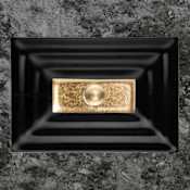 Linkasink 18" Rectangular Glass Undermount Bathroom Sink with Metal Leaf Accent Black Glass with Brass
