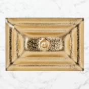 Linkasink 23" Rectangular Glass Undermount Bathroom Sink with Metal Leaf Accent Glass with Brass
