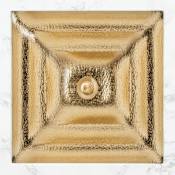 Linkasink 16-1/2" Square Glass Undermount Bathroom Sink with Metal Leaf Accent Glass with Gold