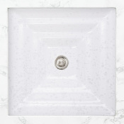 Linkasink 16-1/2" Circular Glass Undermount Bathroom Sink White / Clear Glass